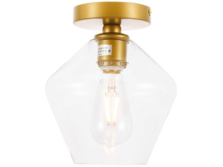 Elegant Lighting Gene 1-Light Brass Glass Semi Flush Mount