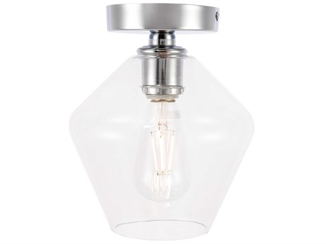Elegant Lighting Gene 1-Light Chrome Glass Semi Flush Mount