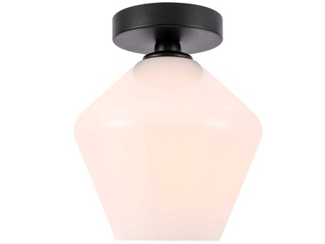Elegant Lighting Gene 1-Light Black Glass Semi Flush Mount