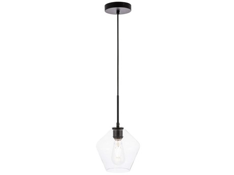 Elegant Lighting Gene 1-Light Black Glass Mini Pendant