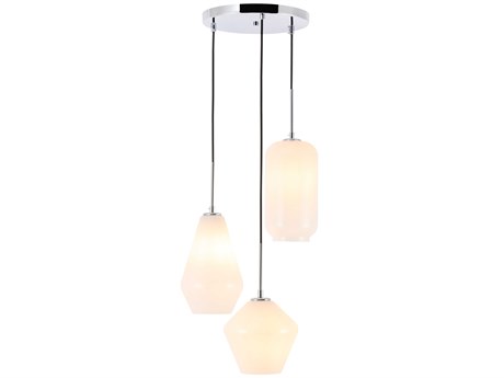 Elegant Lighting Gene 3-Light Chrome Glass Pendant