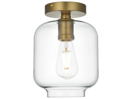 Elegant Lighting Collier 1-Light Satin Gold Semi Flush Mount