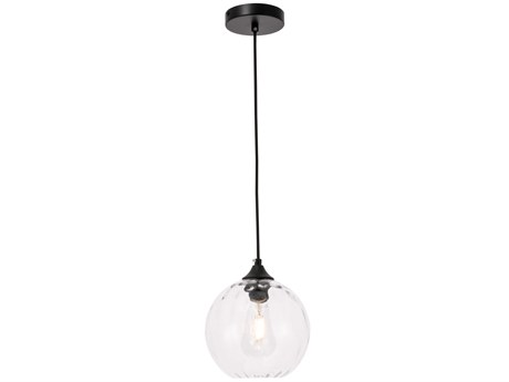 Elegant Lighting Cashel 1-Light Black Glass Globe Mini Pendant