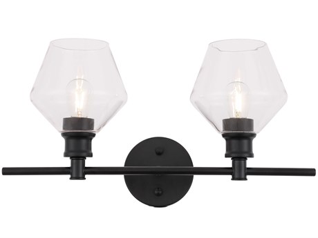 Elegant Lighting Gene 2-Light Black Glass LED Vanity Light