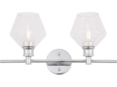 Elegant Lighting Gene 2-Light Chrome Glass Vanity Light