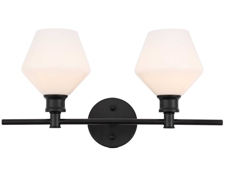 Elegant Lighting Gene 2-Light Black Glass LED Vanity Light