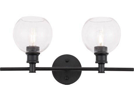 Elegant Lighting Collier 2-Light Black Glass Vanity Light