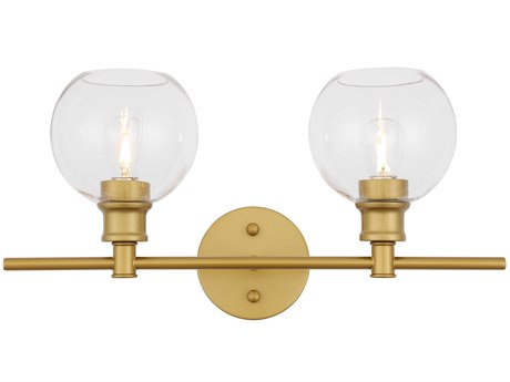 Elegant Lighting Collier 2-Light Brass Glass LED Vanity Light