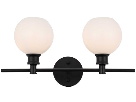 Elegant Lighting Collier 2-Light Black Glass LED Vanity Light