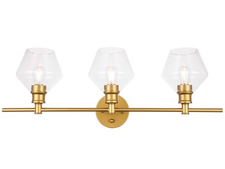 Elegant Lighting Gene 3-Light Brass Glass LED Vanity Light