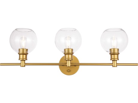 Elegant Lighting Collier 3-Light Brass Glass Vanity Light