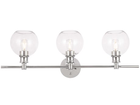 Elegant Lighting Collier 3-Light Chrome Glass LED Vanity Light