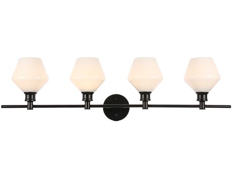Elegant Lighting Gene 4-Light Black Glass LED Vanity Light