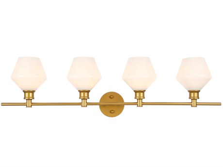Elegant Lighting Gene 4-Light Brass Glass LED Vanity Light