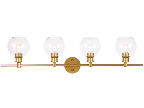 Elegant Lighting Collier 4-Light Brass Glass LED Vanity Light