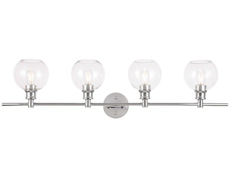 Elegant Lighting Collier 4-Light Chrome Glass LED Vanity Light