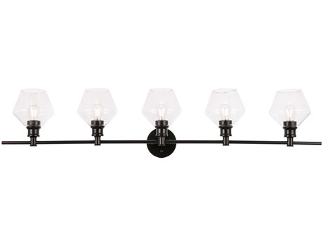 Elegant Lighting Gene 5-Light Black Clear Glass LED Vanity Light