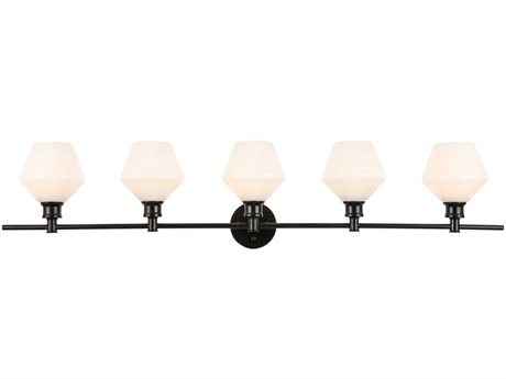 Elegant Lighting Gene 5-Light Black Glass LED Vanity Light