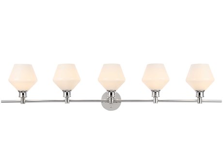 Elegant Lighting Gene 5-Light Chrome White Glass LED Vanity Light