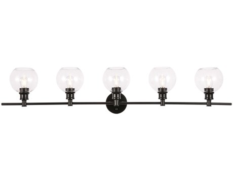 Elegant Lighting Collier 5-Light Black Clear Glass LED Vanity Light