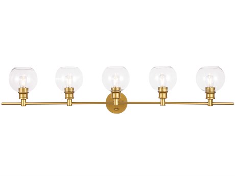 Elegant Lighting Collier 5-Light Brass Glass LED Vanity Light