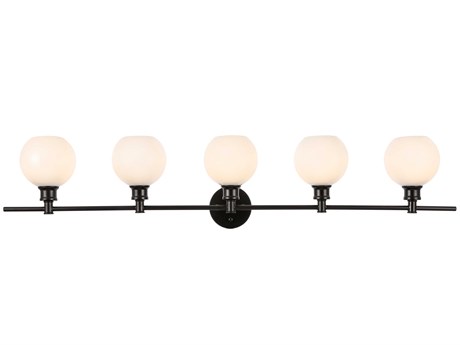 Elegant Lighting Collier 5-Light Black Glass LED Vanity Light