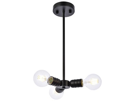 Elegant Lighting Reyes 3-Light Black Mini Pendant