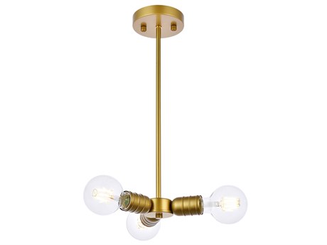 Elegant Lighting Reyes 3-Light Brass Mini Pendant