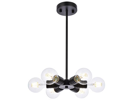 Elegant Lighting Reyes 6-Light Black Mini Pendant