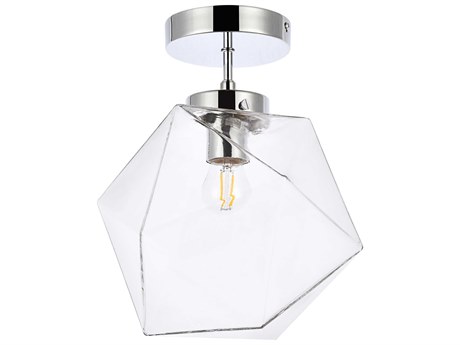 Elegant Lighting Lawrence 1-Light Chrome And Clear Glass Geometric Semi Flush Mount