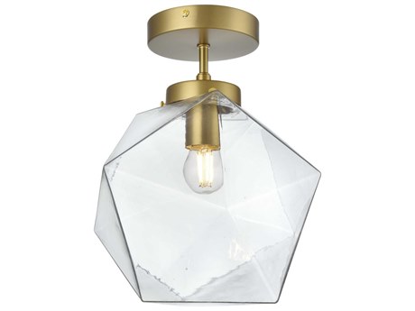 Elegant Lighting Lawrence 1-Light Satin Gold Geometric Semi Flush Mount