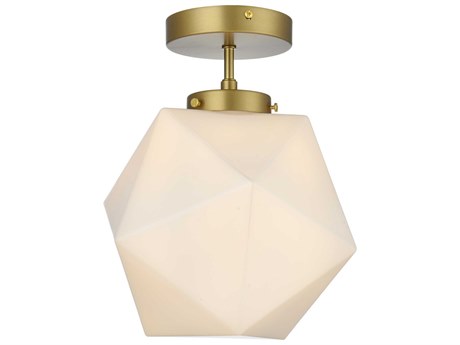 Elegant Lighting Lawrence 1-Light Satin Gold Geometric Semi Flush Mount