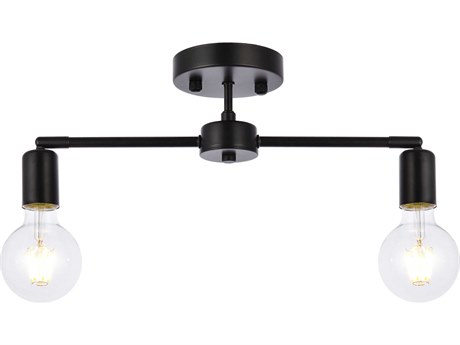 Elegant Lighting Zane 2-Light Black Semi Flush Mount