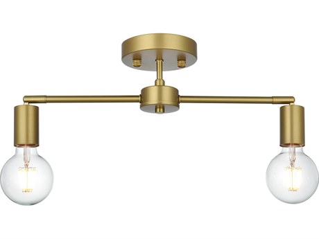 Elegant Lighting Zane 2-Light Satin Gold Linear Semi Flush Mount