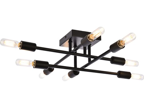Elegant Lighting Script 8-Light Black Semi Flush Mount