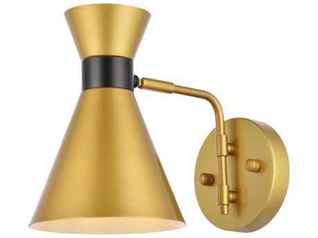 Elegant Lighting Halycon 1-Light Brass And Black Wall Sconce