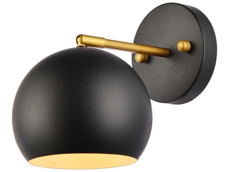 Elegant Lighting Othello 1-Light Black And Brass Wall Sconce