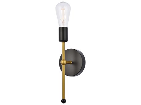 Elegant Lighting Keely 1-Light Black And Brass Wall Sconce