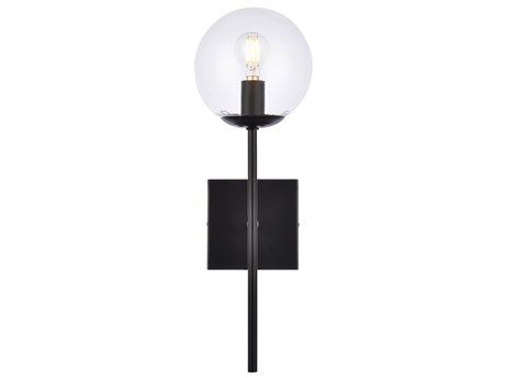 Elegant Lighting Neri 1-Light Black And Clear Glass Wall Sconce