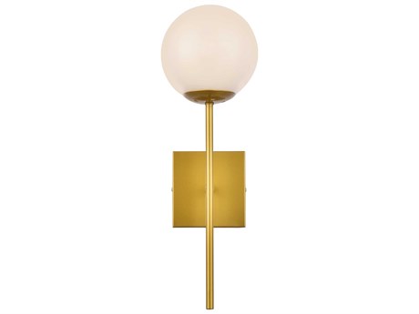 Elegant Lighting Neri 1-Light Brass And White Glass Wall Sconce