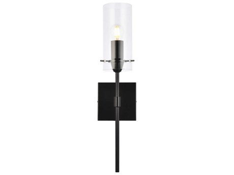 Elegant Lighting Elsreth 1-Light Black And Clear Glass Wall Sconce