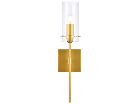 Elegant Lighting Elsreth 1-Light Brass And Clear Glass Wall Sconce