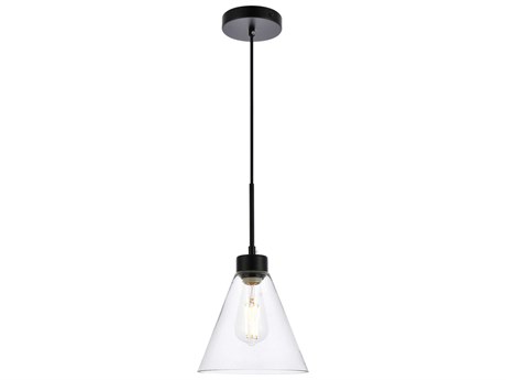 Elegant Lighting Mera 1-Light Black & Clear Glass Mini Pendant