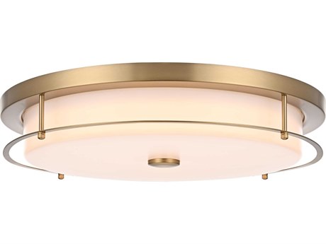 Elegant Lighting Kolson 1-Light Satin Gold Round Flush Mount