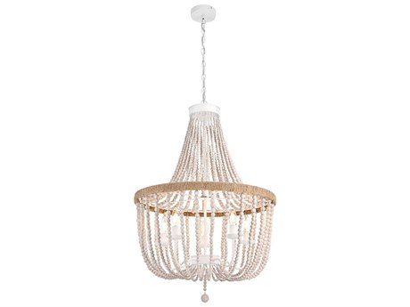 Elegant Lighting Jolie 5-Light Distressed Antique White Empire Pendant