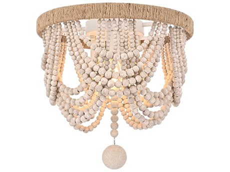 Elegant Lighting Jolie 3-Light Distressed Antique White Flush Mount