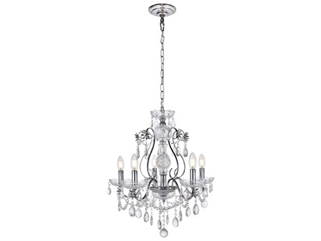 Elegant Lighting Voltaire 5-Light Chrome Crystal Glass Chandelier