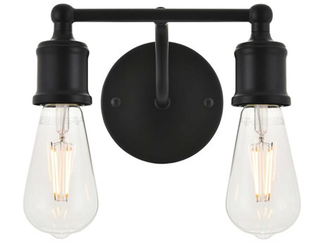Elegant Lighting Serif 2-Light Black Vanity Light
