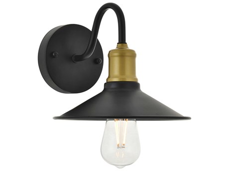 Elegant Lighting Etude 1-Light Brass Black Wall Sconce