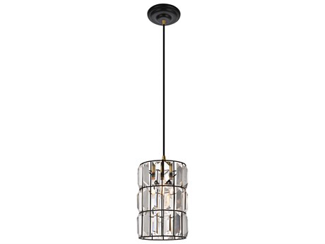 Elegant Lighting Blair 1-Light Oil Rubbed Bronze Crystal Cylinder Mini Pendant